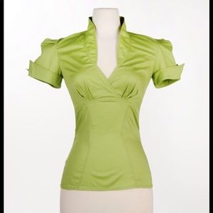 Sean Top in Olive Green Poplin L